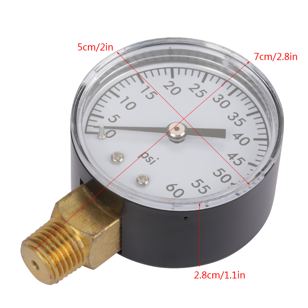 Manometer Für Wasser, Luft Und Öl (0–60 Psi), Zeigeranzeige, Npt 1/4"-anschluss Unten