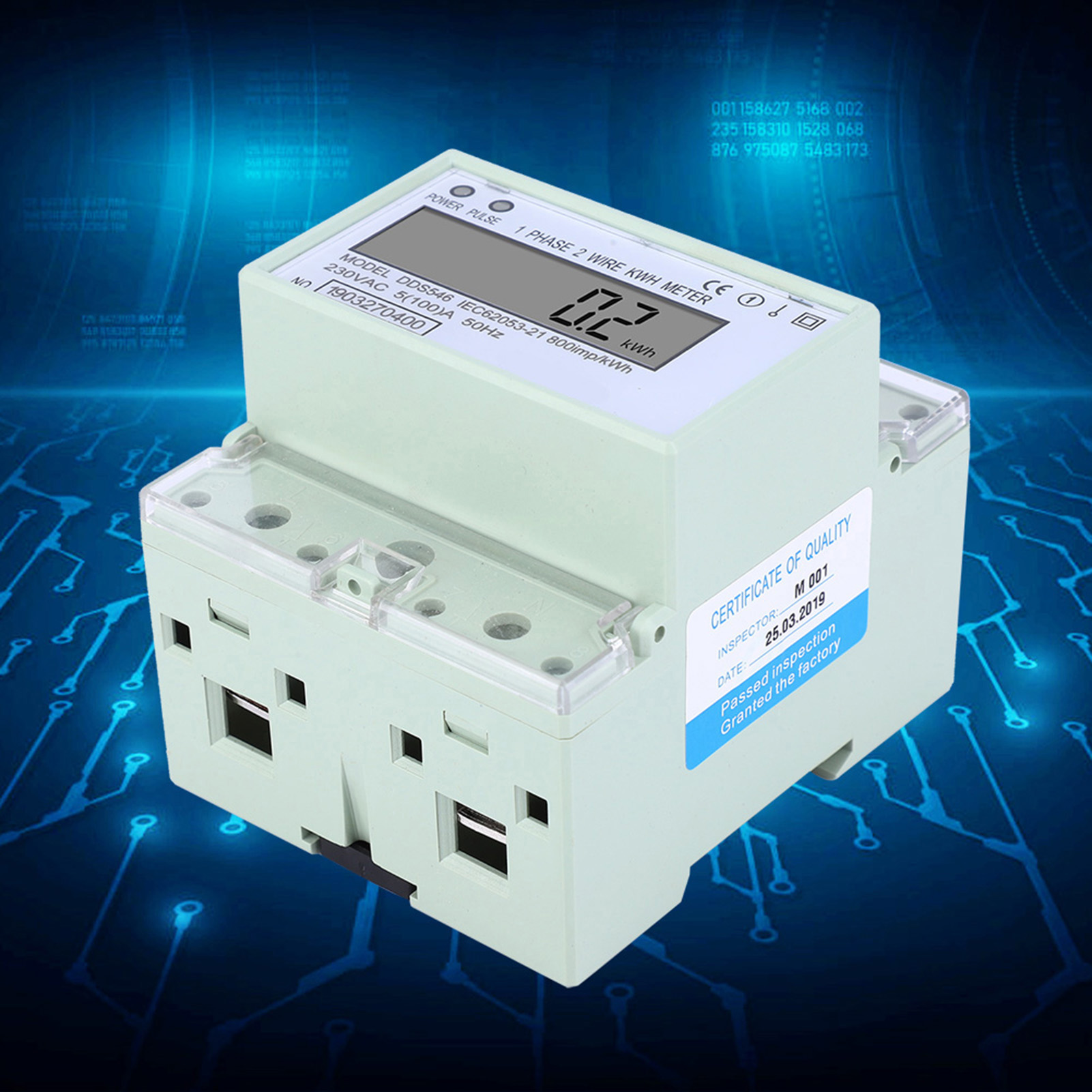 Einphasiger 5-100a 230vac Energiezähler, Din-schienenmontage, Digitales Lcd-leistungsmessgerät