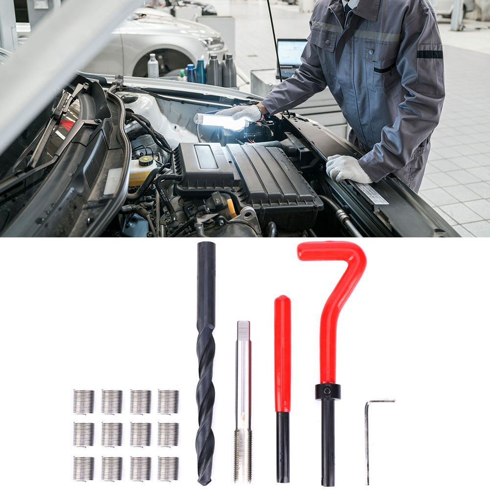 17-teiliges Gewindereparaturset Aus Edelstahl, Gewindebohrer, Gewindebohrerschlüssel, M10x1 Gewindewerkzeug