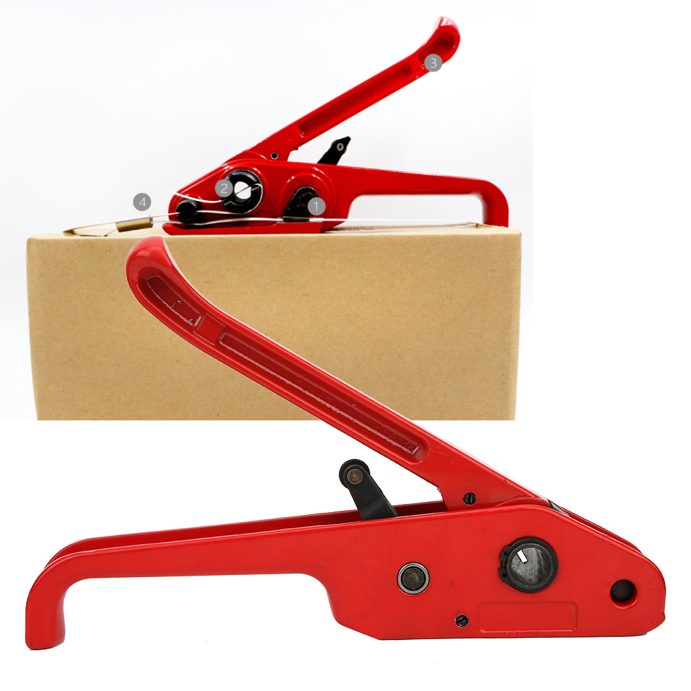 Manueller Umreifungsspanner, Rotes Kombinationswerkzeug Ohne Siegel, Umreifungswerkzeug Für 16–19 Mm Pet/pp-umreifungsband, Rot