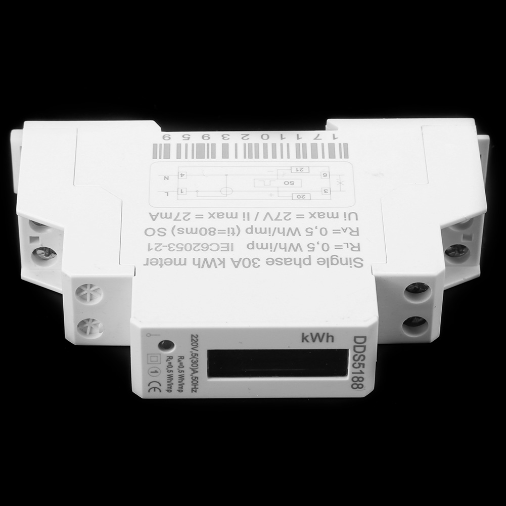 Digitaler Lcd-energiezähler, 220 V, Einphasig, Din-schiene, 5–30 A, Elektronischer Stromzähler (kwh)