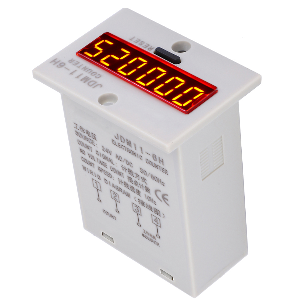 Spannungsmesser Jdm11-6h Ohne Spannungsanzeige, 6-stellige Elektronische Led-digitalanzeige, Zählerrelais, Ac/dc 24 V