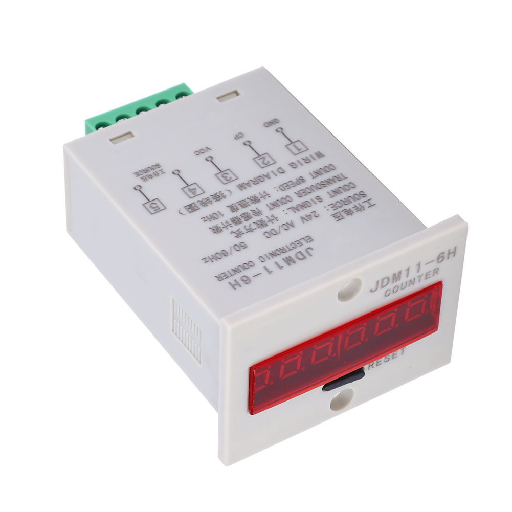 Jdm11-6h Elektronischer Zähler, 6-stellig, Led-digitalanzeige, Zählerrelais, Sender, Zähler, Ac/dc 24 V