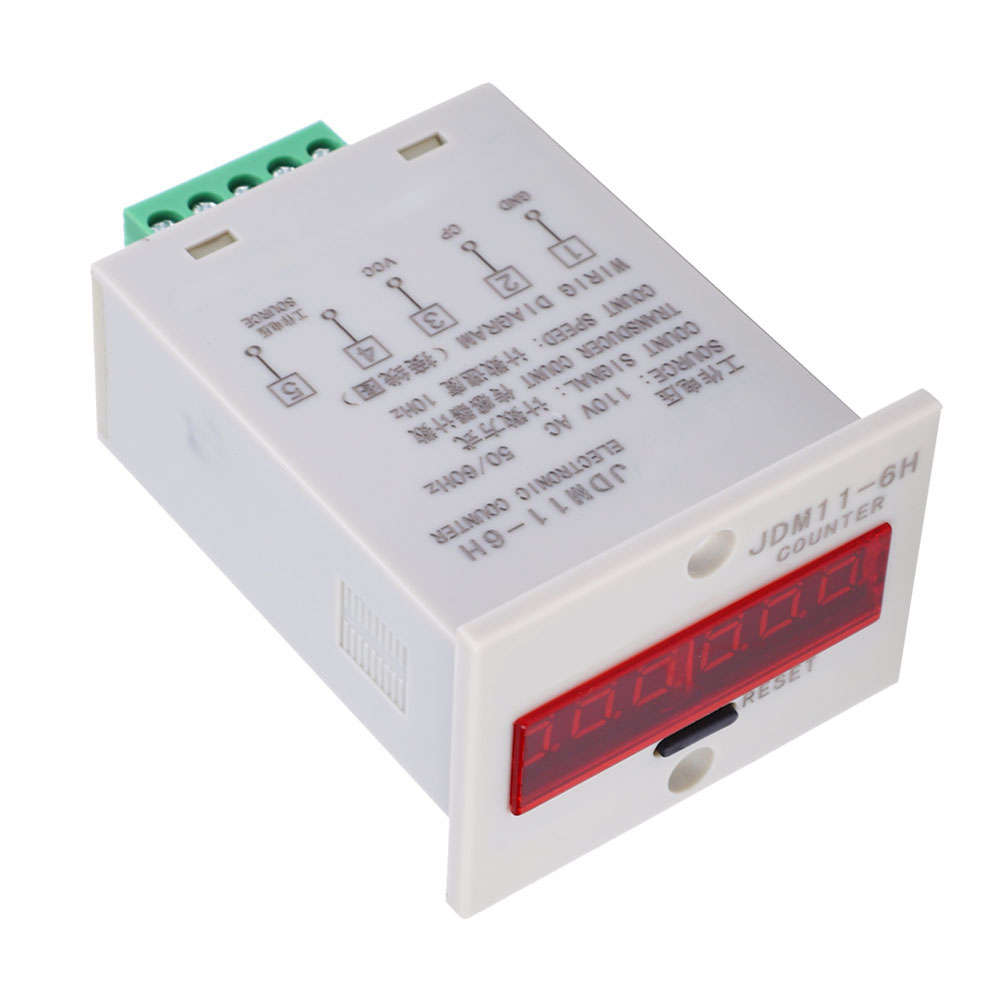 Jdm11-6h Elektronischer Zähler, 6-stellig, Led-digitalanzeige, Zählerrelais, Sender, Zählkapazität 110 V Wechselstrom