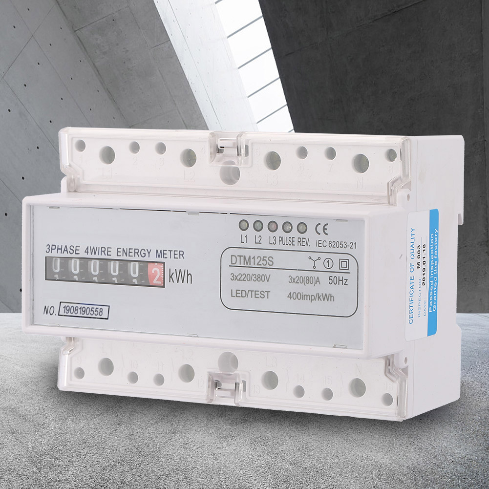 Digitaler Energieverbrauchszähler (220/380 V, 20–80 A, 3-phasig, Kwh)
