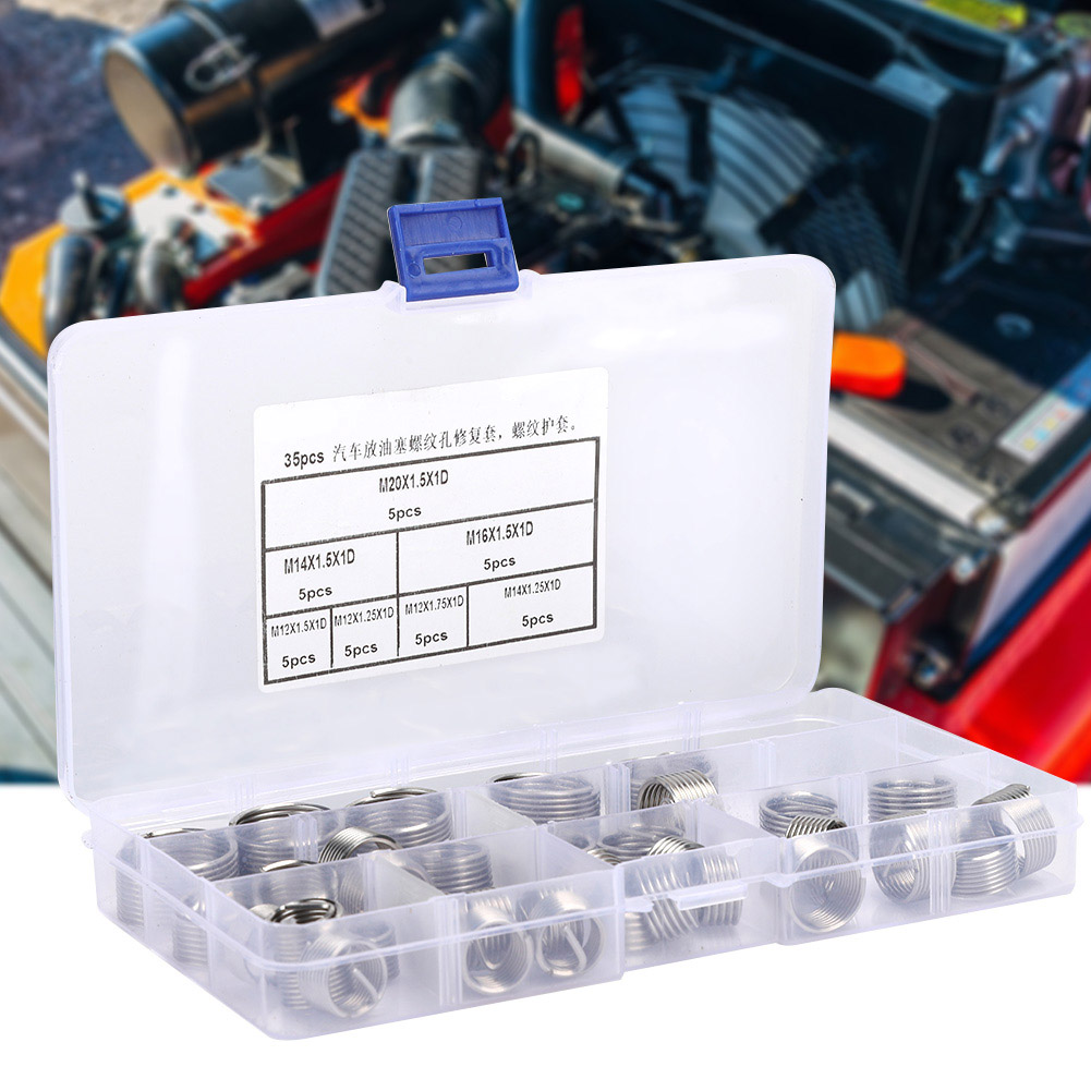 35-teiliges Reparaturset Für Gewinde Von Autoablassschrauben, Inklusive Gewindebohrer Und Formsatz.