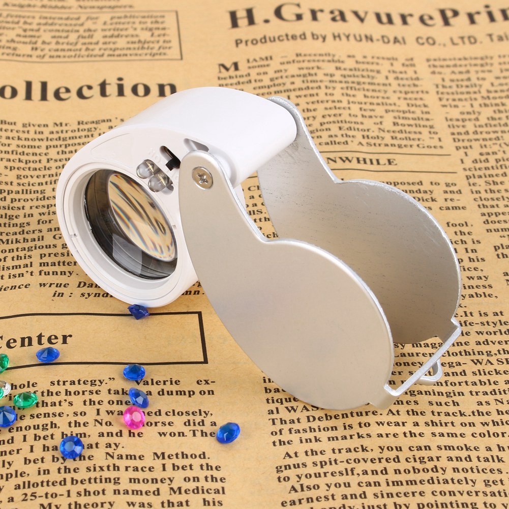 Sliver 40x Vergrößerungsglas, Glaslupe, Beleuchtetes Vergrößerungsglas Und Led-lampe