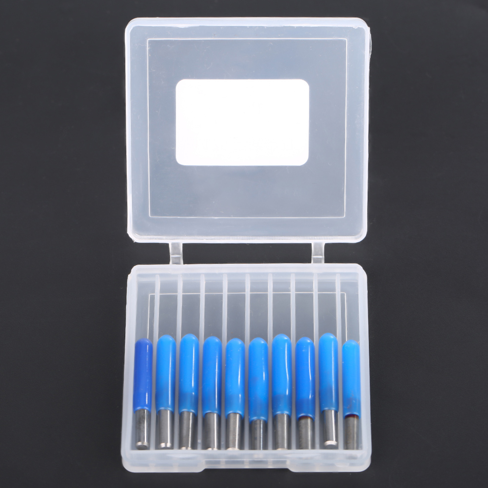 10-teilige Box 3.175 Blau Beschichtetes Wolframstahl-gravierwerkzeug Cnc-schnitzwerkzeug (20°0.1)