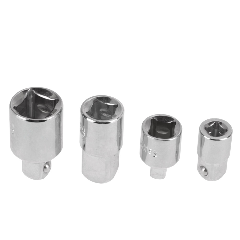 4 Versilberte Reduzierstücke Aus Chrom-vanadium-stahl Für 1/2", 3/8", 1/4" Steckschlüssel - Schlüsseladapter