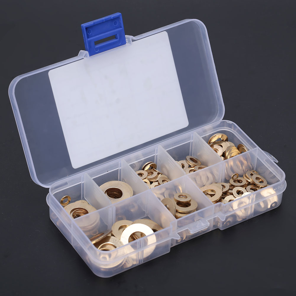 360-teiliger Satz Messingscheiben, Flache Metalldichtringe, Größen M2, M2,5, M3, M4, M5, M6, M8, M10