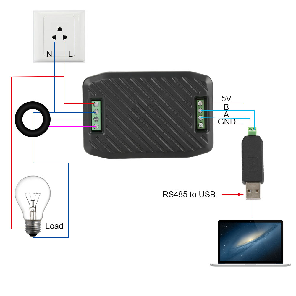 Messgerät Für Spannung, Strom, Leistungsfaktor, Frequenz Und Energie (1zähler, 1geschlossener Stromwandler, 1usb-zu-485-schnittstelle)