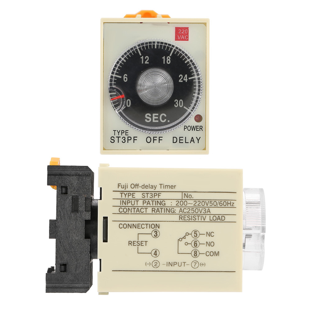 Zeitrelais (0–30 Sekunden) Mit Verzögerung, Drehknopf Und Steckdose, 220 V Ac, St3pf
