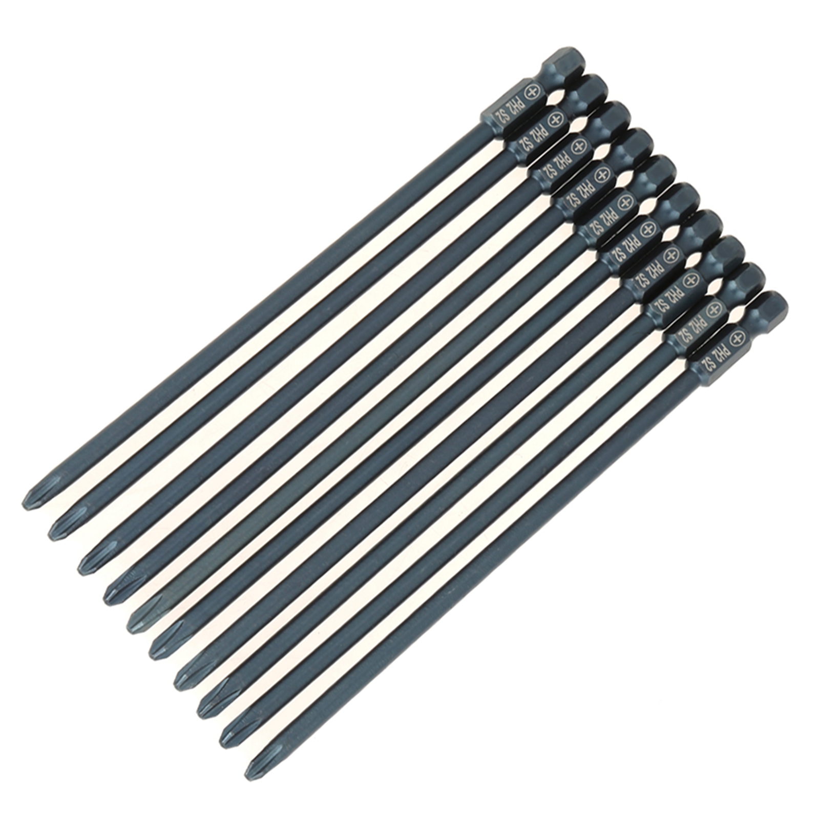 10-teiliges Kreuzschlitzschraubendreher-bit-set Aus S2-stahl (ph2), 1/4-zoll-sechskantschaft, Länge 150 Mm