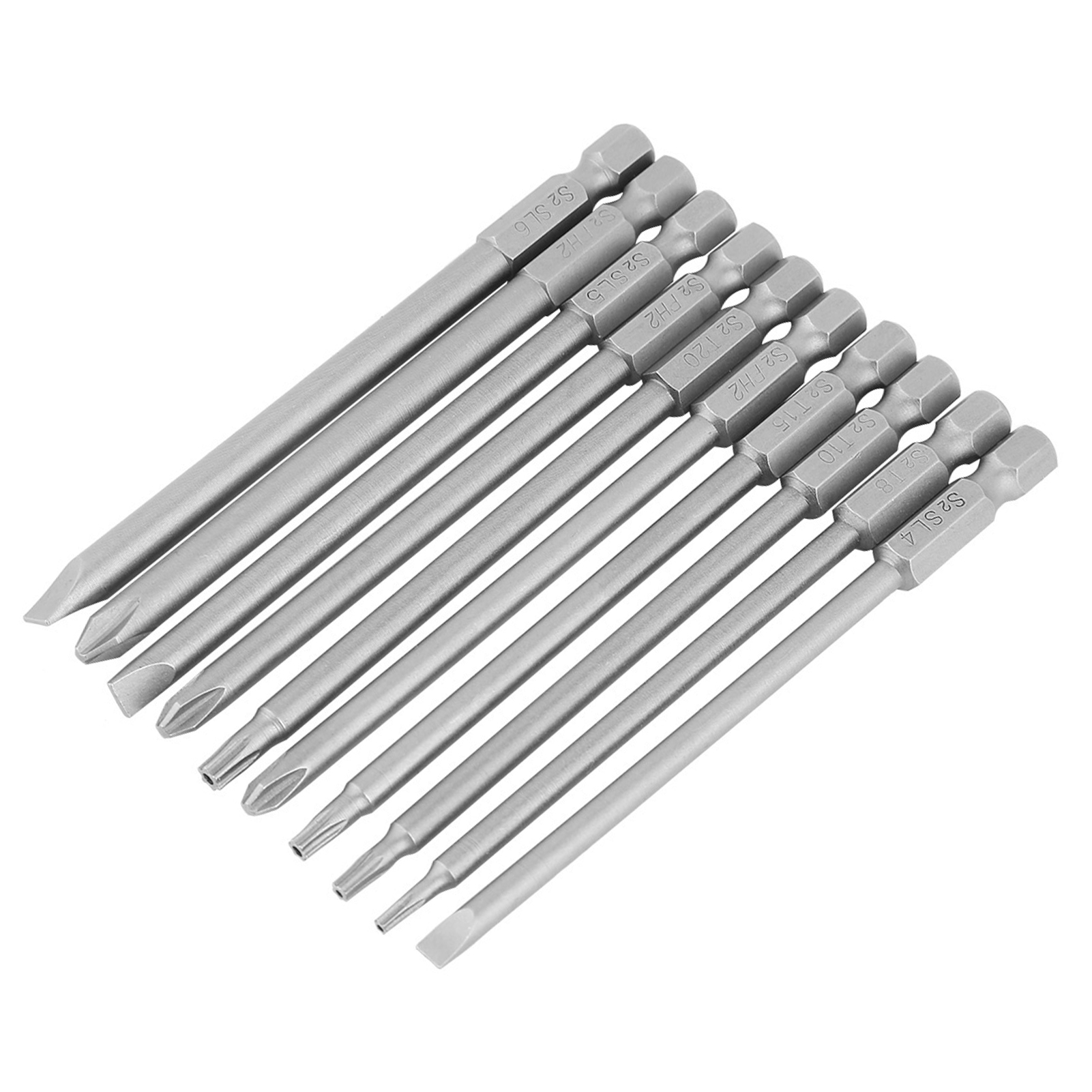 10-teiliges Bst Magnetisches Schraubendreher-bit-set Mit 1/4"-sechskantschaft, 100 Mm (schlitz- + Phillips-sicherheitsbit)