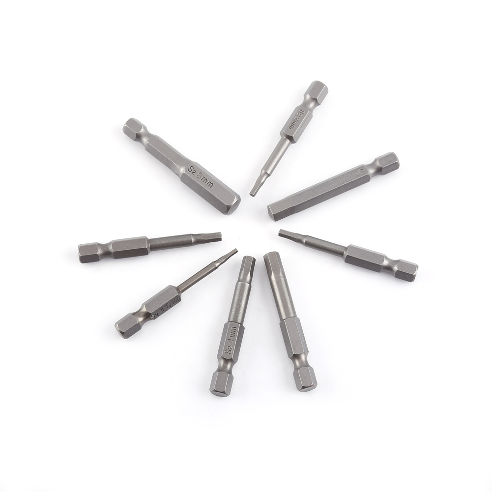 8 Stück 50 Mm 1/4 Zoll S2 Sechskantschaft Magnetische Sechskantkopf-schraubendreherbits H1,5-h8