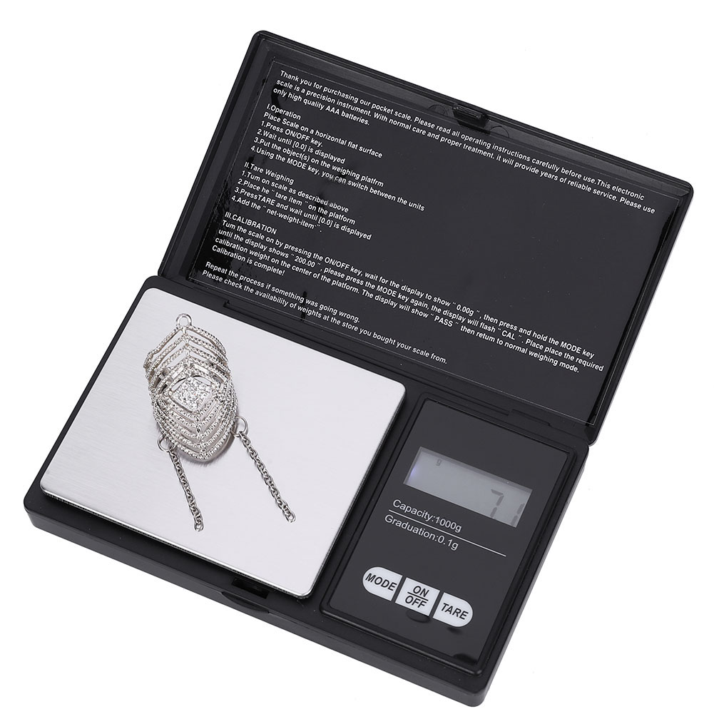 Kompakte Taschenwaage Mit Hochpräziser Led-digitalanzeige Für Gold-, Silber- Und Diamantschmuck (1000 G/0,1 G)