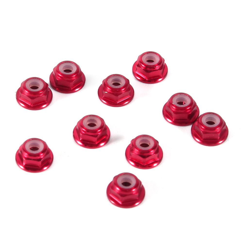10 Stück M2-sechskantmuttern Mit Nylonfutter Aus Aluminium, Dunkelrot