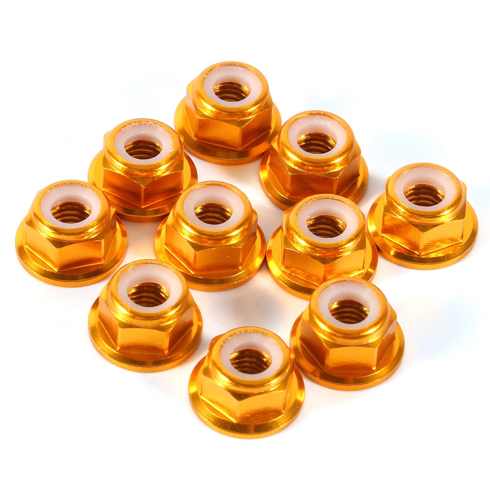 10 Stück M5-sechskantmuttern Mit Nylonfutter Aus Aluminium, Goldfarben