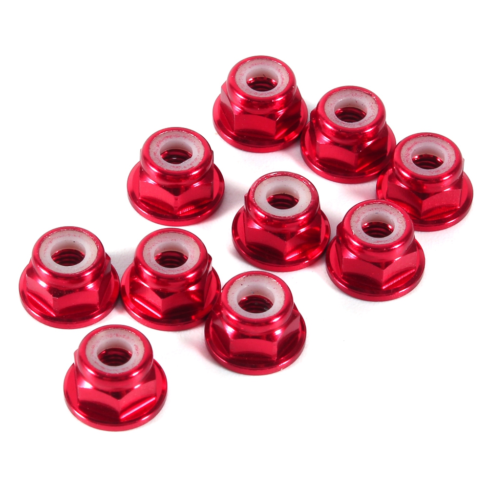 10 Stück M3-sechskantmuttern Mit Nylonfutter Aus Aluminium, Dunkelrot