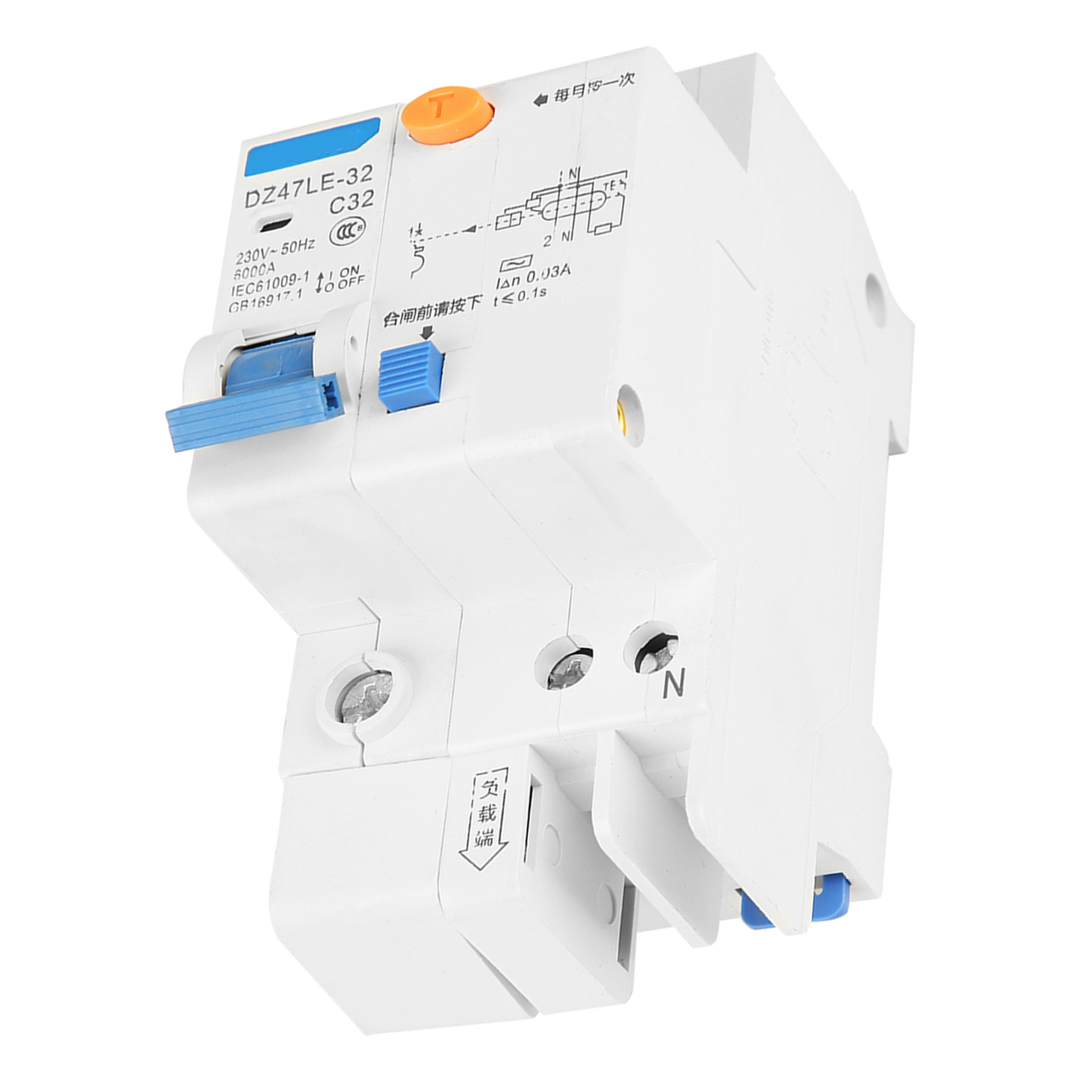 Dz47le-32 1-poliger Fehlerstromschutzschalter N C32 30 Ma 230 V