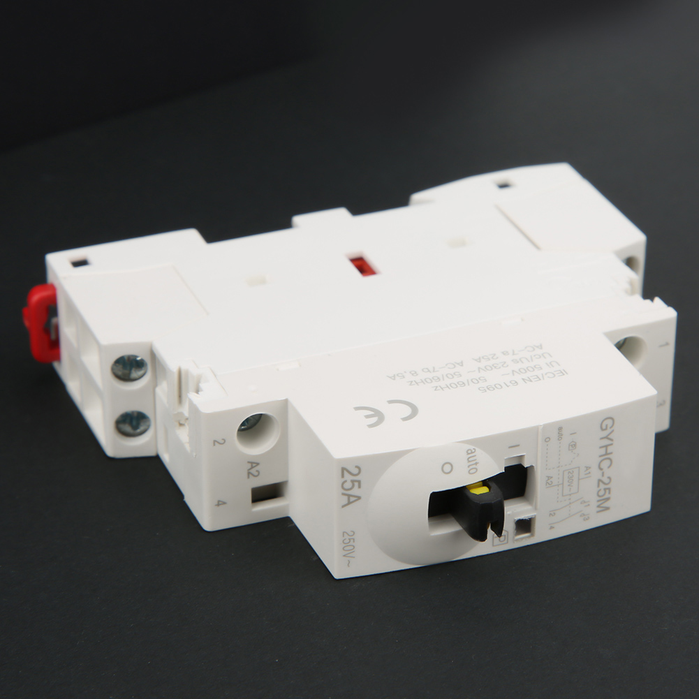 2p 25a 220v 50hz Din-schienen-wechselstromschütz Für Den Hausgebrauch Mit Manuellem Steuerschalter (2 Normalerweise Offene Kontakte)