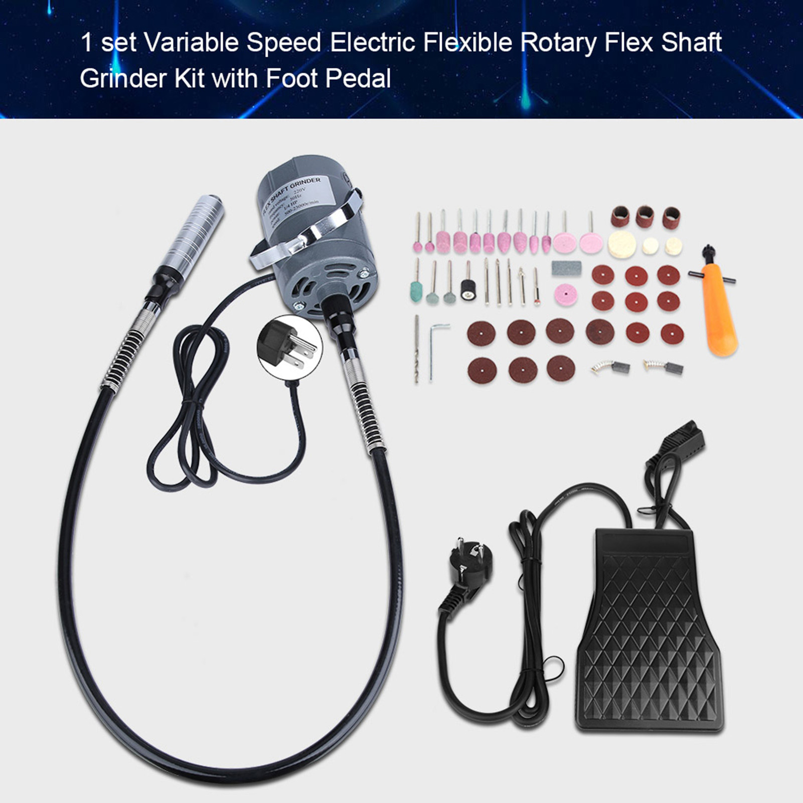 53-teiliges Elektrisches Rotationsschleifer-set Mit Variabler Drehzahl Und Fußpedal (eu-stecker)