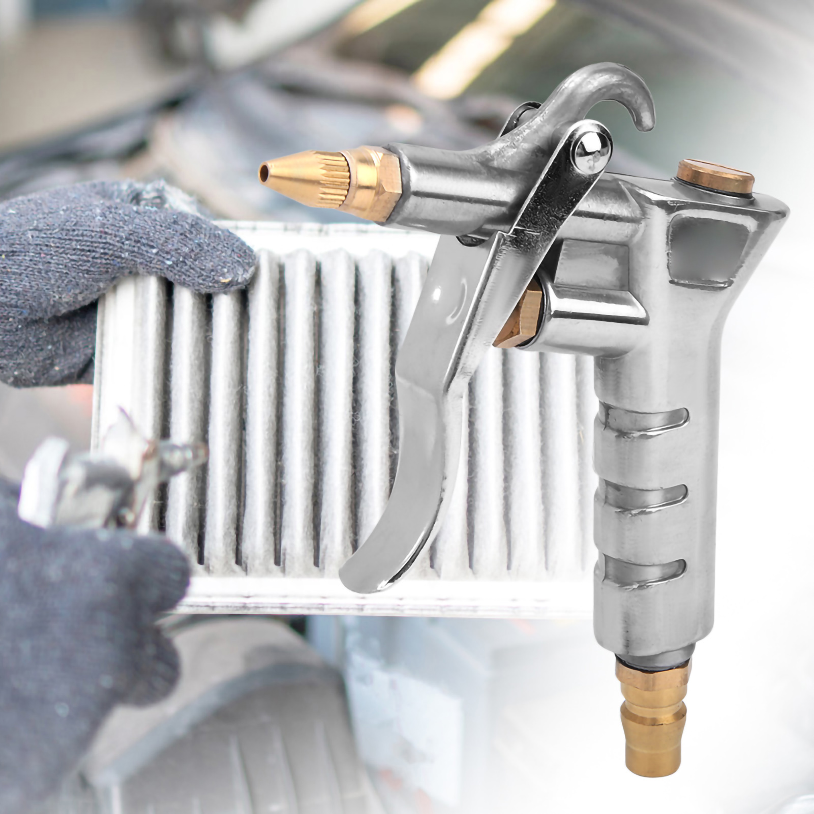 Druckluftpistole Mit Langer Düse Zum Ausblasen Von Staub, Reinigen Von Computergehäusen Und Motoren