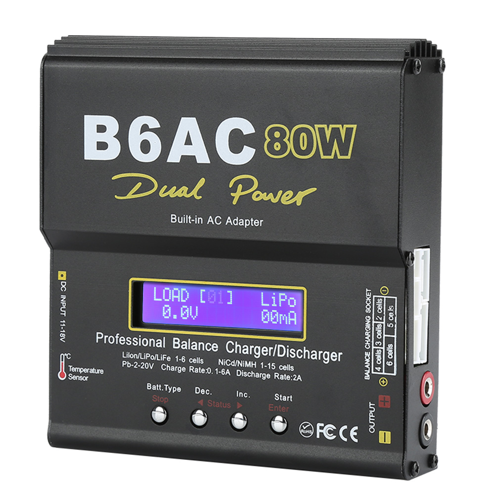 B6ac 80w Digitales Lcd-ladegerät/entladegerät Mit Balancer Für Li-ion-, Lipo-, Nicd- Und Nimh-rc-akkus