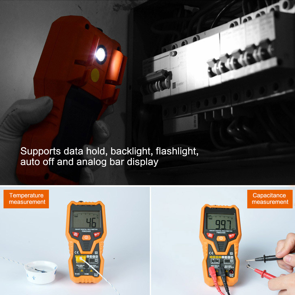 Peakmeter Pm8248s Automatisches Digitales Handmultimeter Mit Ncv-funktion, Widerstands- Und Temperaturmessgerät