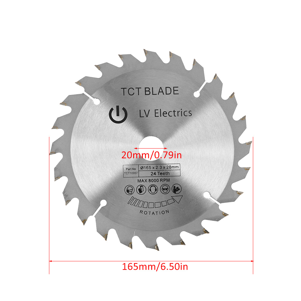 Kreissägeblatt 165 Mm, 24 Zähne, Lochdurchmesser 20 Mm Zum Sägen Von Holz