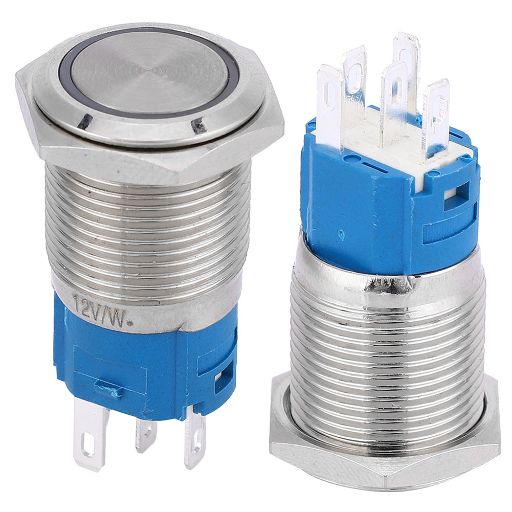 16-mm-led-leuchte, Selbstrückstellung, 1 Schließer/1 Öffner, Metall-druckknopfschalter Für Fahrzeugmodifikationen (weißes Licht, 5 V)