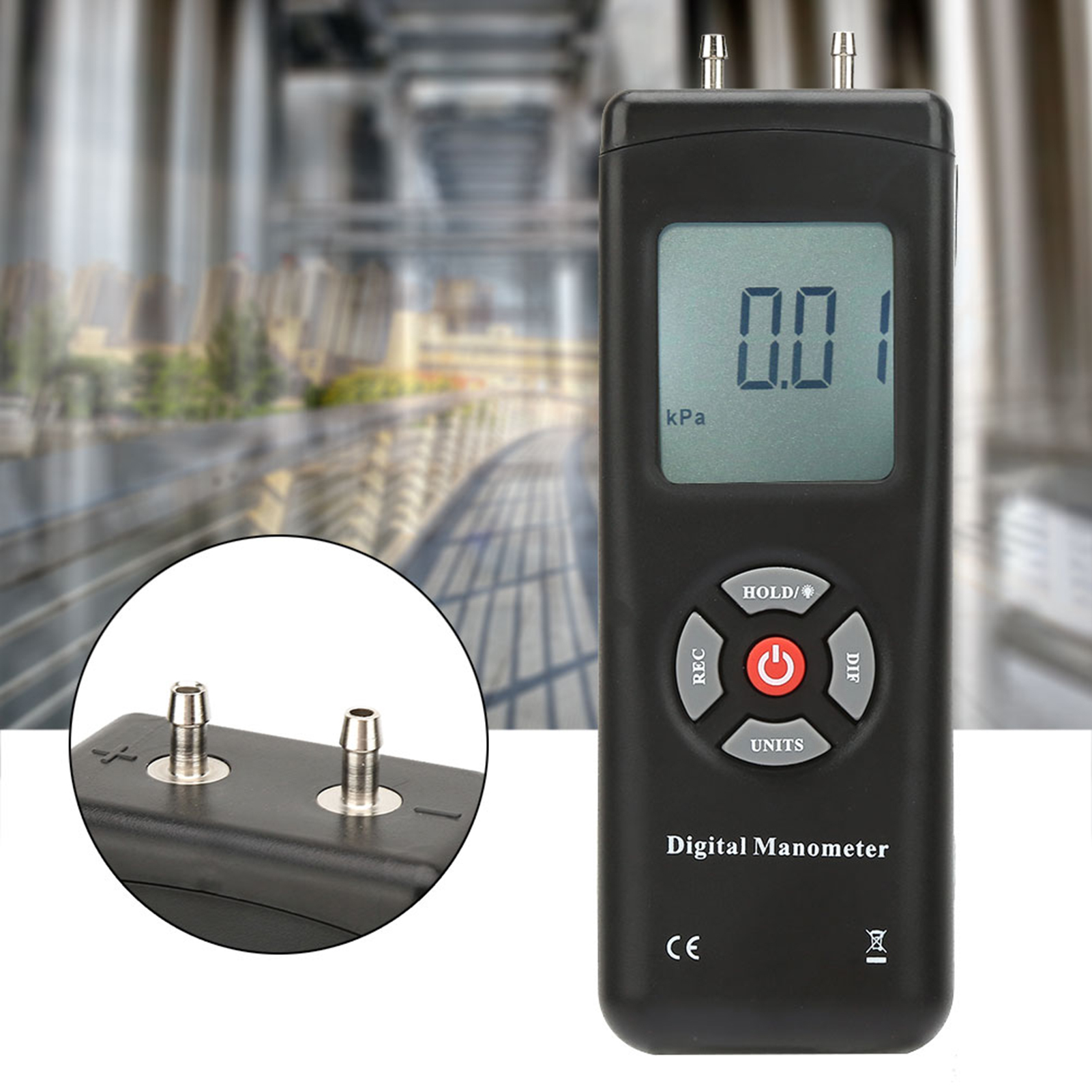 Tl100 Digitales Differenzdruckmessgerät, Tragbares Differenzdruckmessgerät