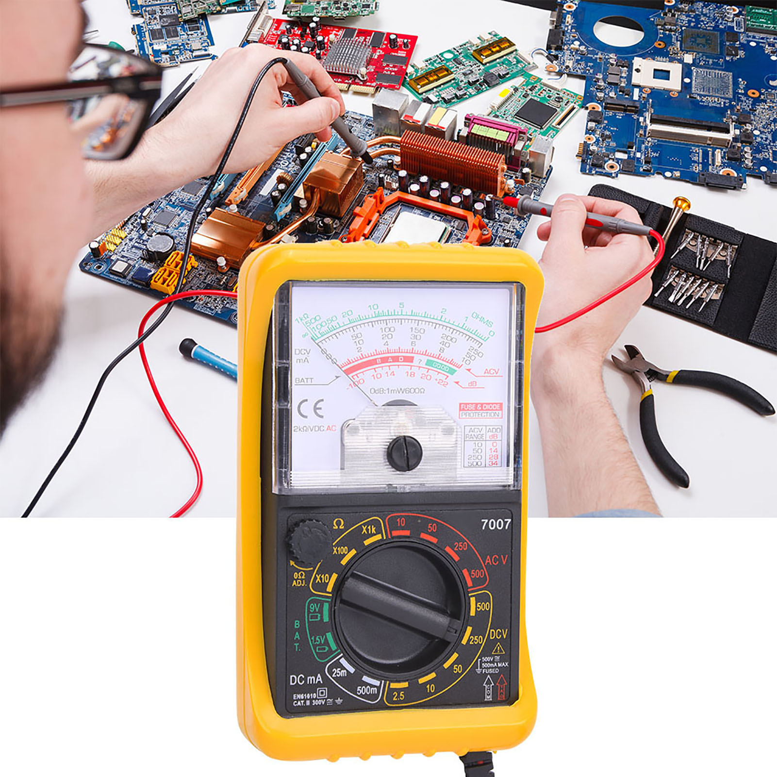 Kt7007 Mini-multimeter Mit Zeiger Und Manueller Messbereichseinstellung, Analoges Multimeter, Voltmeter, Amperemeter, Messgerät
