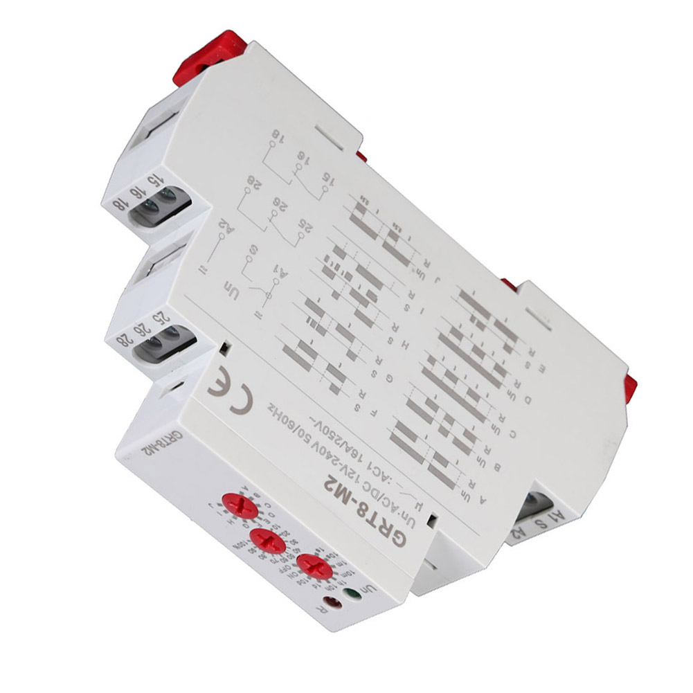 Grt8-m2 Multifunktionales Zeitverzögerungsrelais, 10 Funktionen, Din-schienenmontage, Ac/dc 12v-240v