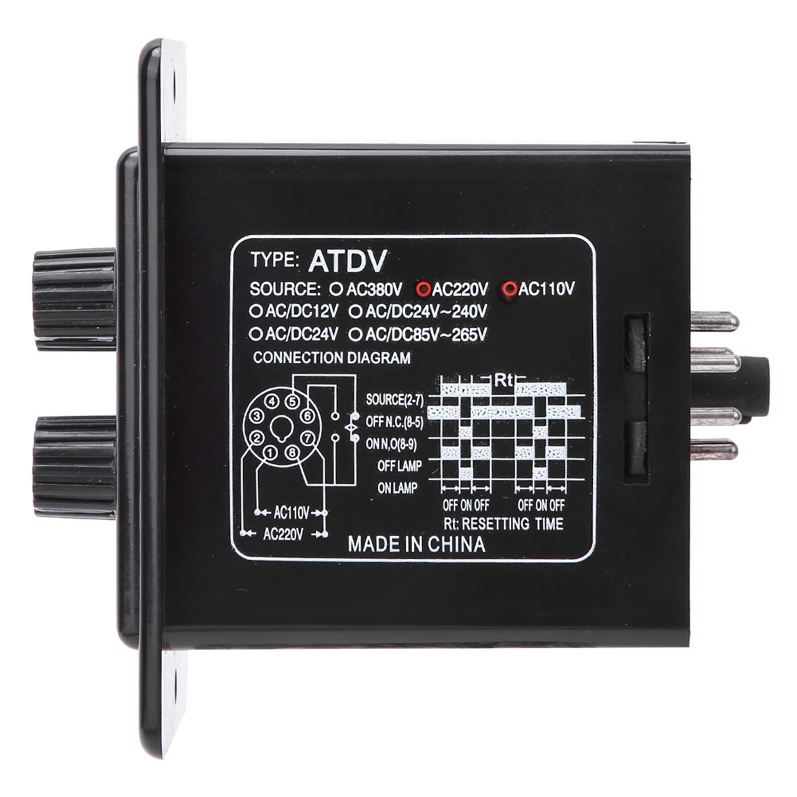 Ein-/ausschalt-zeitrelais, Drehknopf, Zeitschalter Atdv-yc 6s-60m (ac 110/220v)
