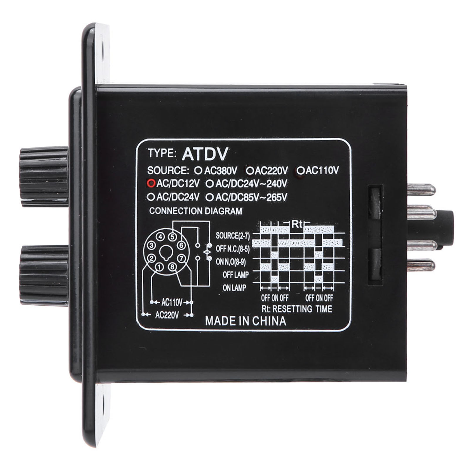Ein-/ausschalt-zeitrelais, Drehknopf, Zeitschalter Atdv-yc 6s-60m (dc 12v)