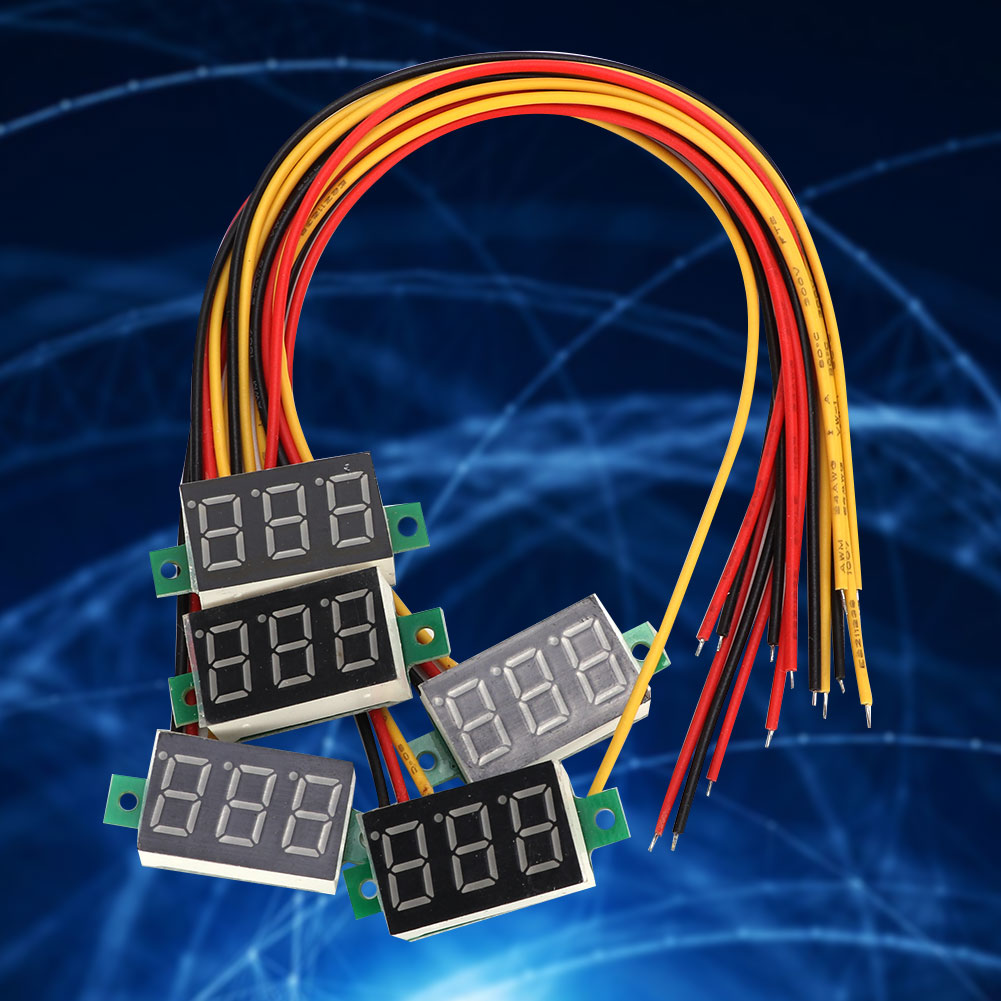 5 Blaue 0,36-zoll-digitalvoltmeter Mit Dreiadriger Led-spannungsanzeige