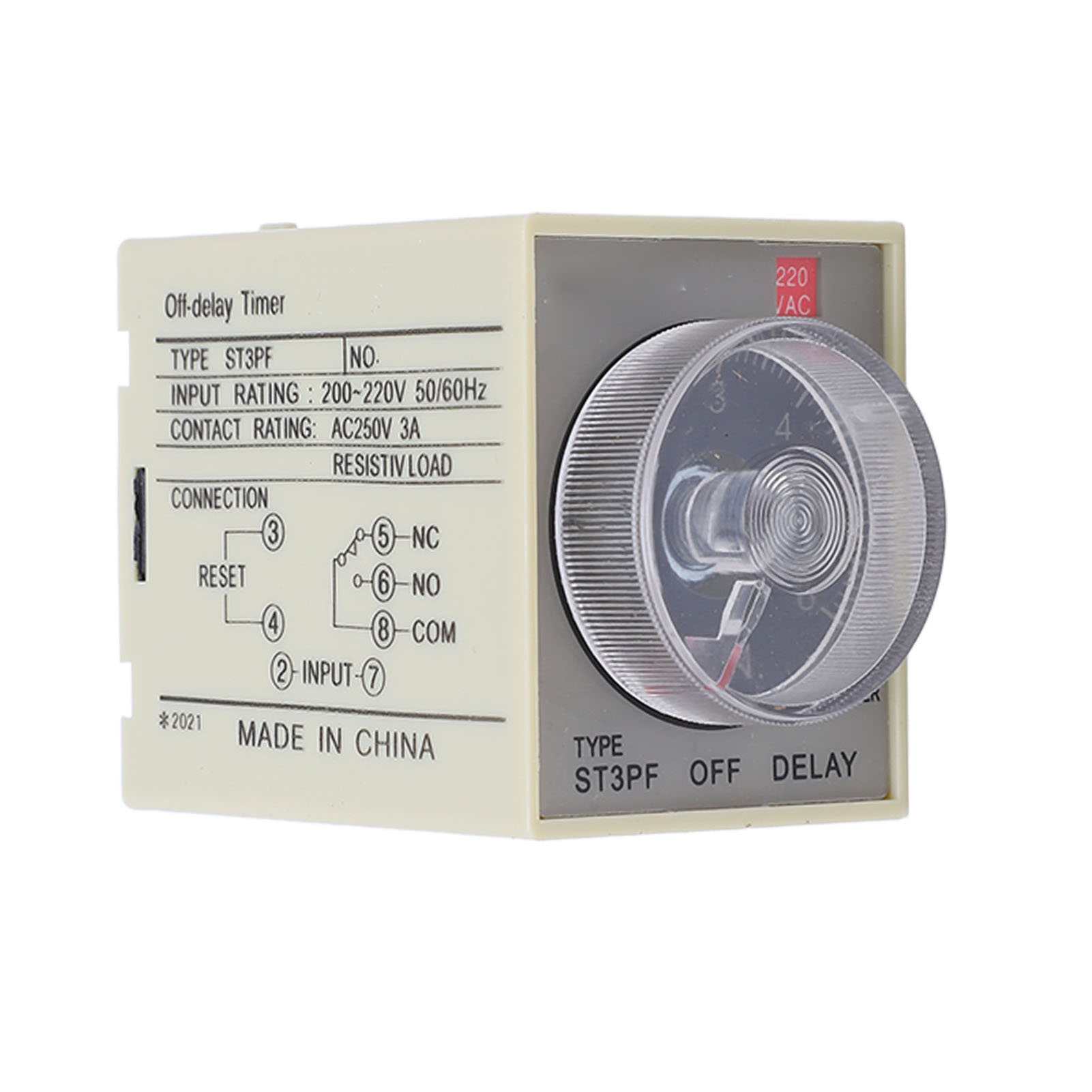 Berm Zeitverzögerungsrelais Mit Drehknopf, Hochpräziser Timer, Ac 200–220 V, St3pf, 6 Minuten