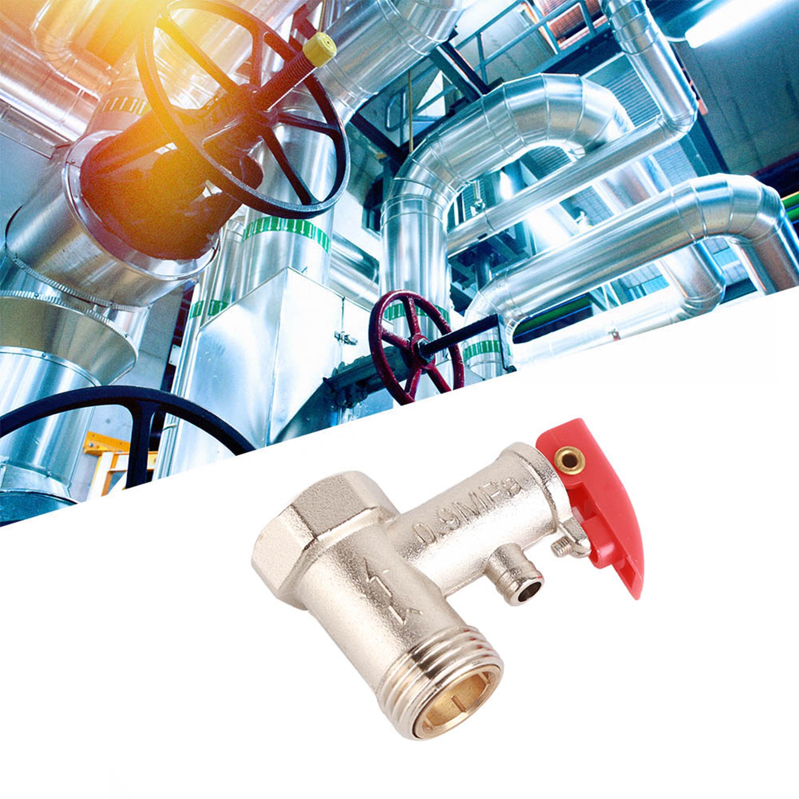 Einteiliges Sicherheitsventil Für Warmwasserbereiter, Druckminderungsventil, Messing, Vernickelt, 0,9 Mpa, G1/2 Zoll