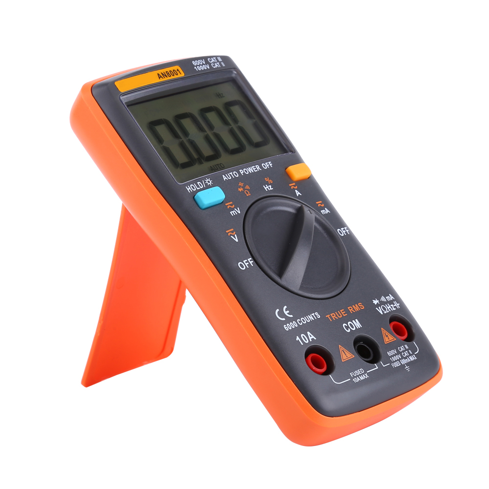 Tragbares Digitalmultimeter (ac/dc), Amperemeter, Voltmeter, Ohmmeter, 6000 Messpunkte, Hintergrundbeleuchtung
