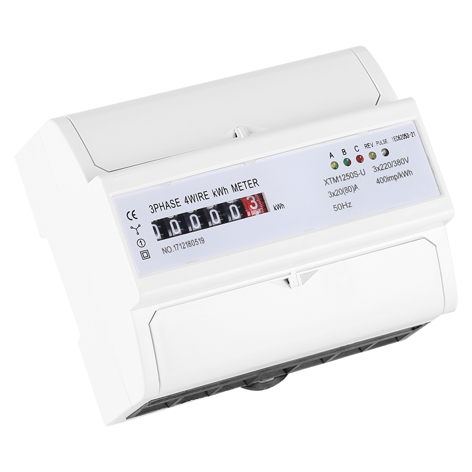 Digitaler 3-phasen-4-leiter-stromzähler Zur Din-schienenmontage, Elektronischer Kwh-zähler 20(80)a