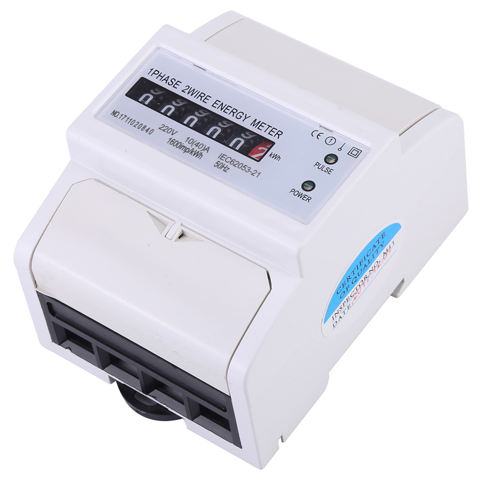 Elektronischer Energiezähler (kwh) Zur Din-schienenmontage, 1-phasig, 2-adrig, 10(40)a