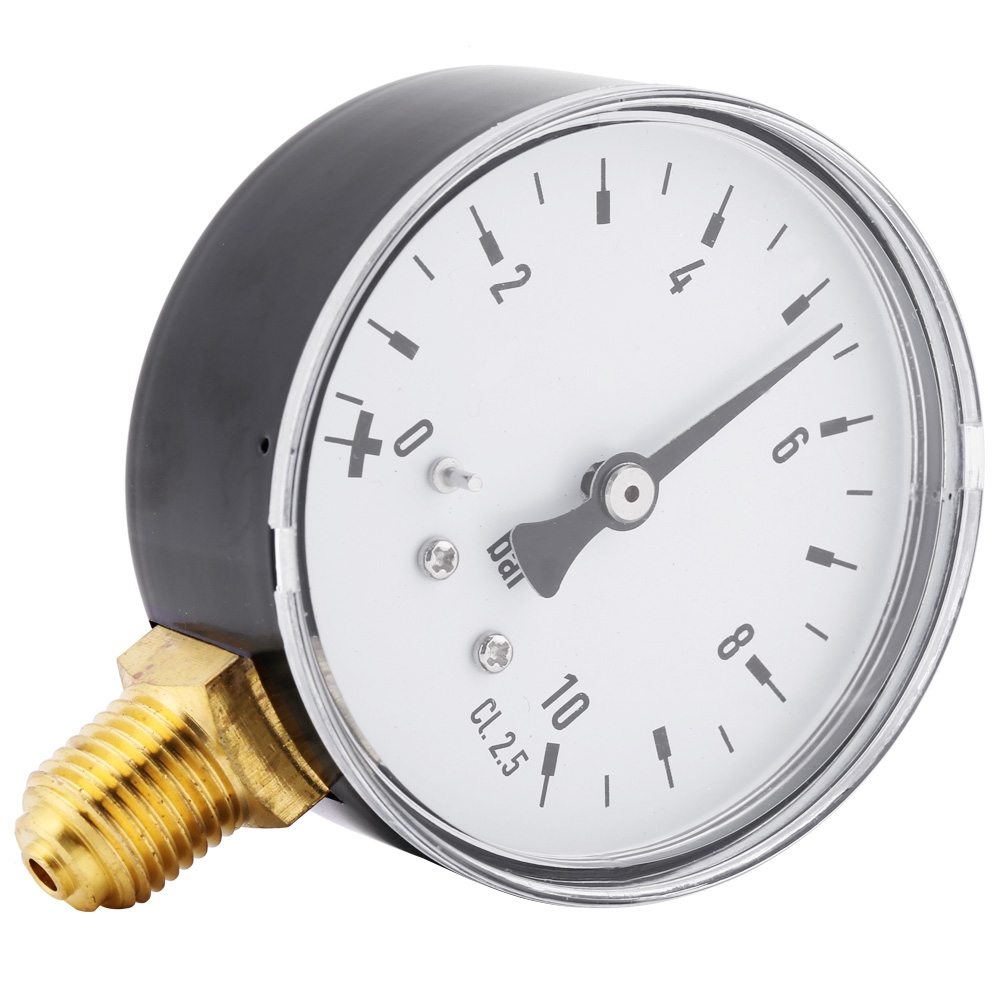 Manometer Für Luft, Öl Und Wasser, 1/4 Zoll Npt, 0–10 Bar, Seitliche Montage
