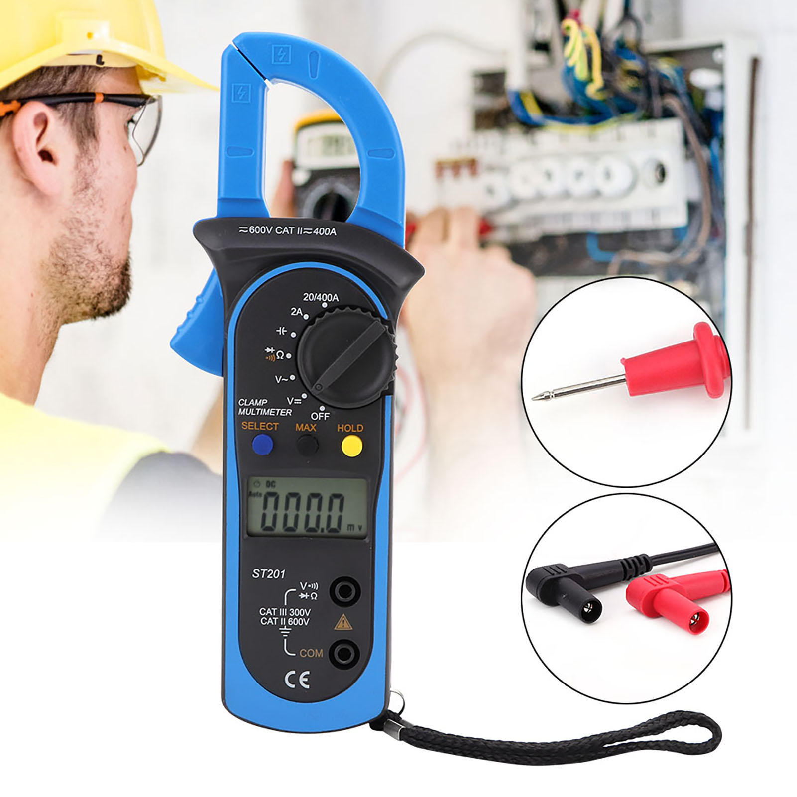 St201 Automatisches Digitales Zangenmessgerät, Multimeter, Dc/ac-spannungsdiodentester (blau)
