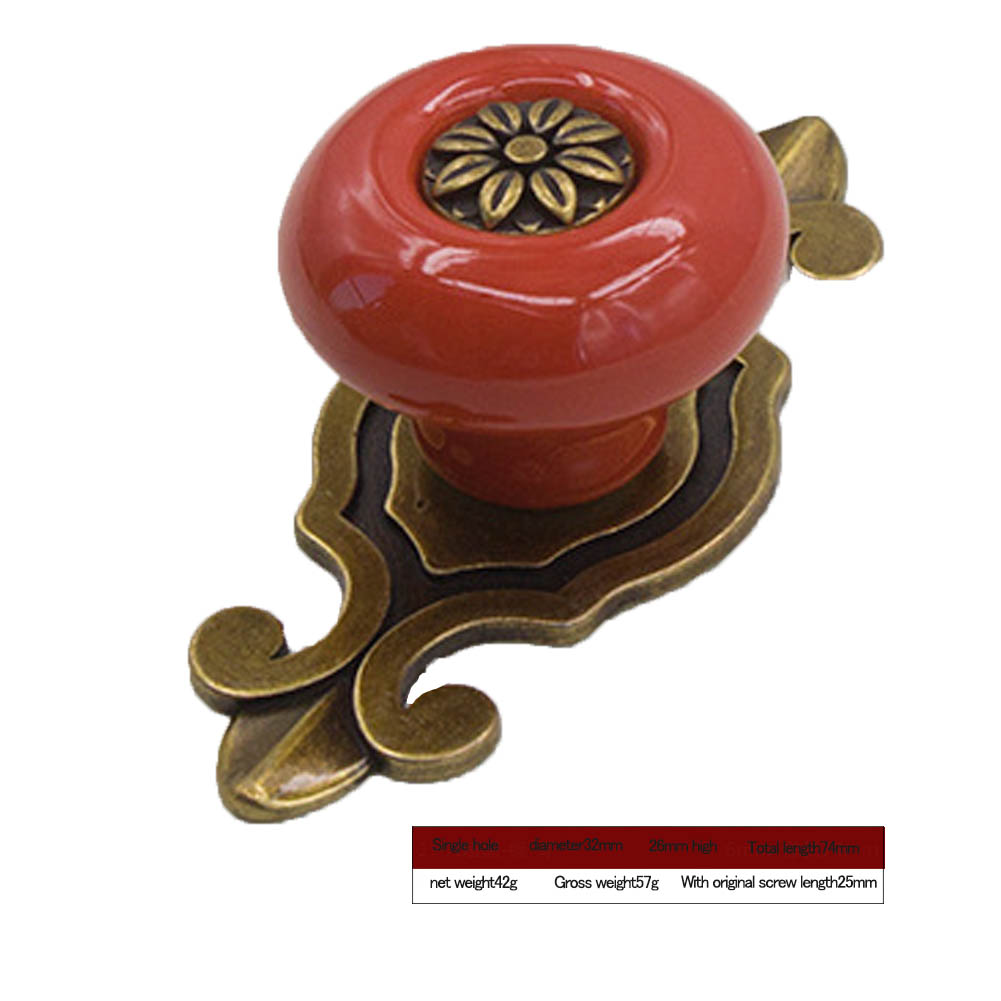 Vintage-türknauf, Schubladenknopf, Schrankknopf Und Kleiderhaken Aus Keramik (bronze/rot)