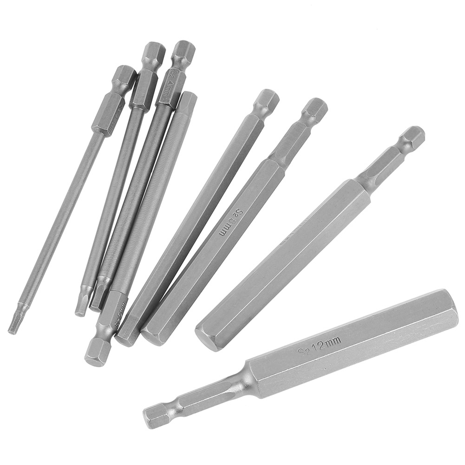 8-teiliges Set Mit 100 Mm Langen 1/4"-sechskantschraubendreherbits (bst), Größen 2,5–12 Mm