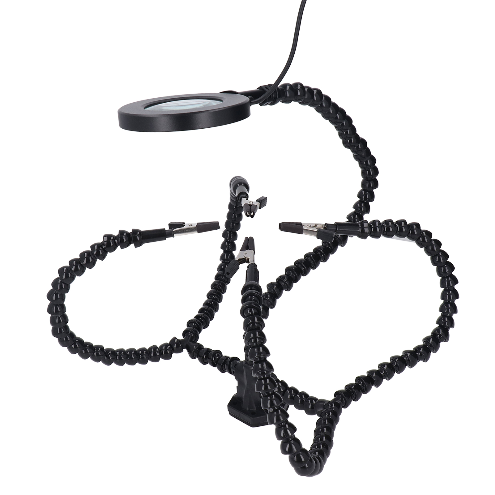 Löthilfe Mit 5 Backen, 3-facher Vergrößerung, Usb-anschluss, Flexiblen Abs-armen Und Beleuchtung, Lötstation, Schwarz