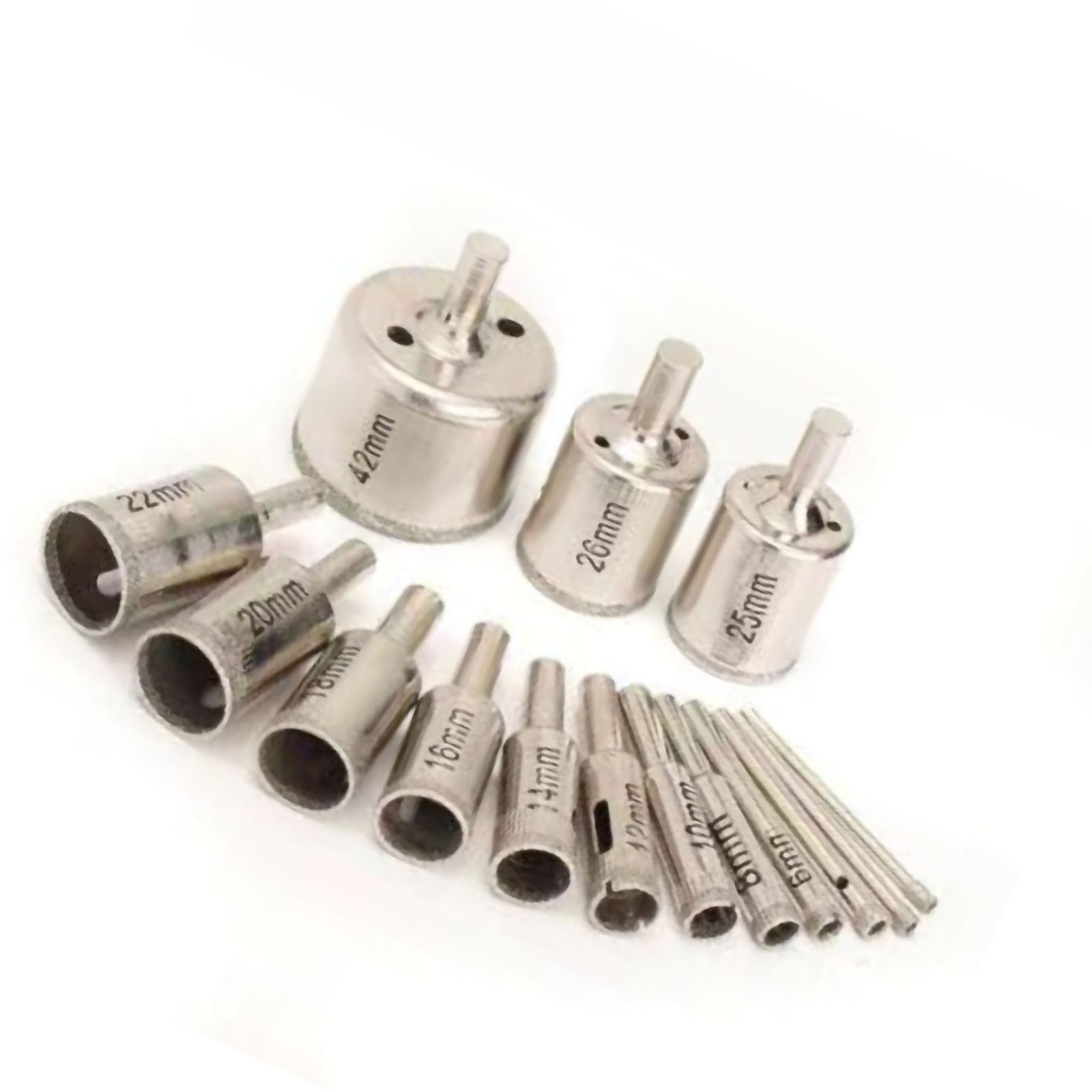 15-teiliges Diamant-lochsägen-set Für Verzinktes Glas, Universell, 3 4 5 6 8 10 12 14 16 18 20 22 25 26 42 Mm
