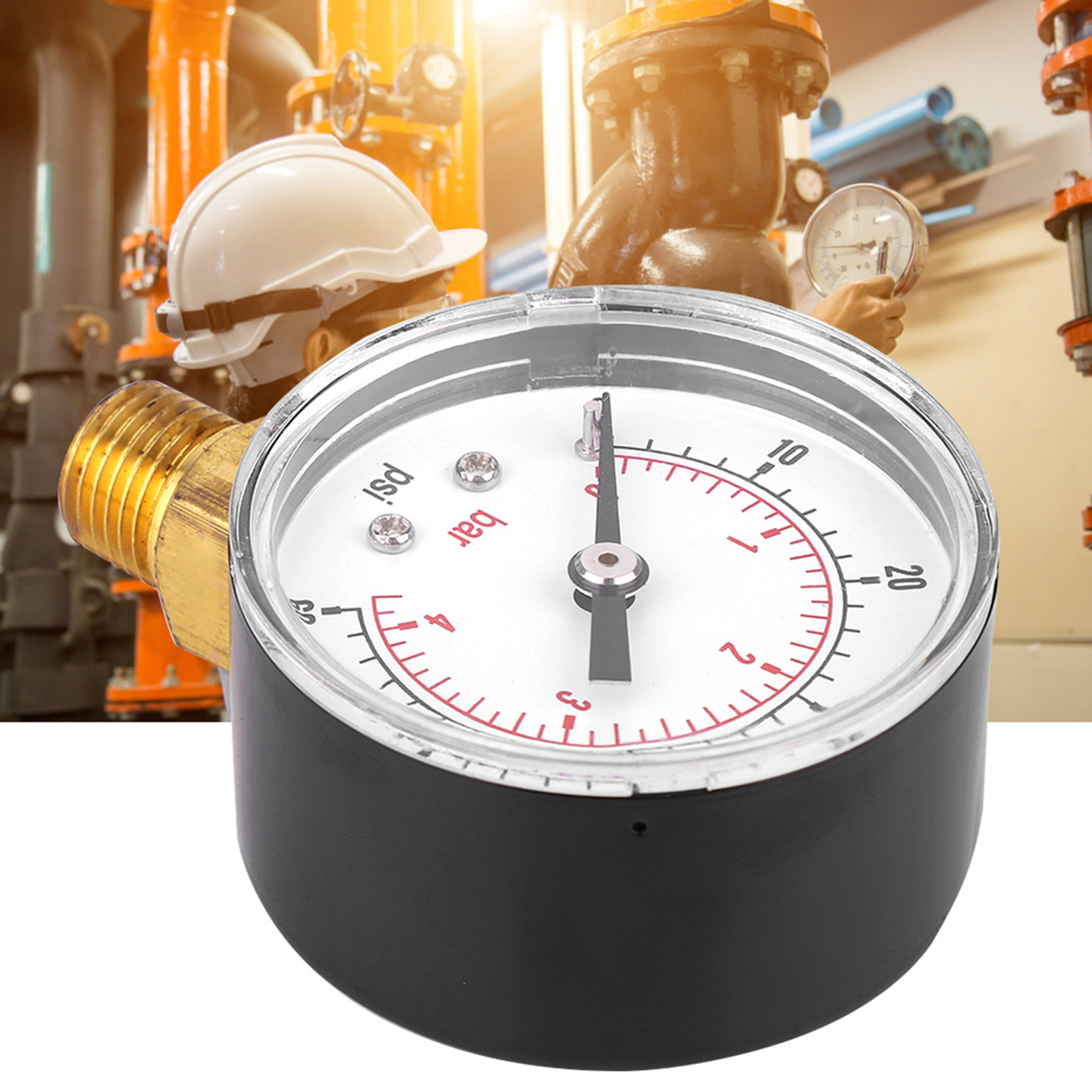 Manometer 50 Mm Mit 1/4 Bspt Messinggewinde Für Kraftstoff, Luft, Öl, Gas, Wasser (0-60 Psi 0-4 Bar)