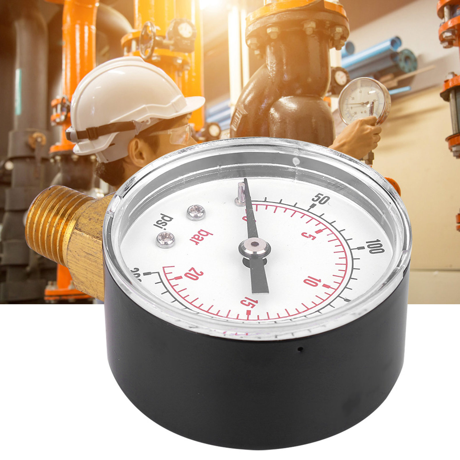 Manometer 50 Mm Mit 1/4 Bspt Messinggewinde Für Kraftstoff, Luft, Öl, Gas, Wasser (0-300 Psi 0-20 Bar)